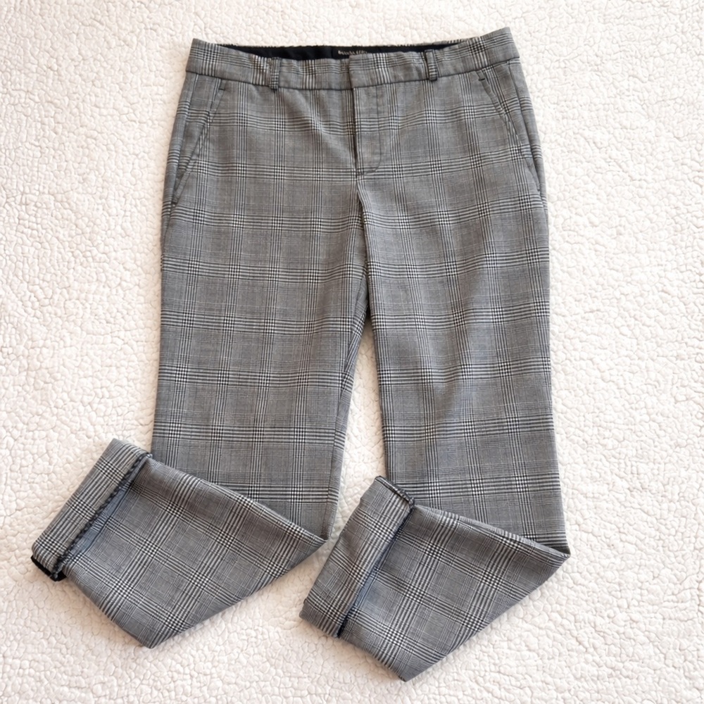 Banana Republic Ryan Fit Check Dress Pants 4P Petite Bi-Stretch